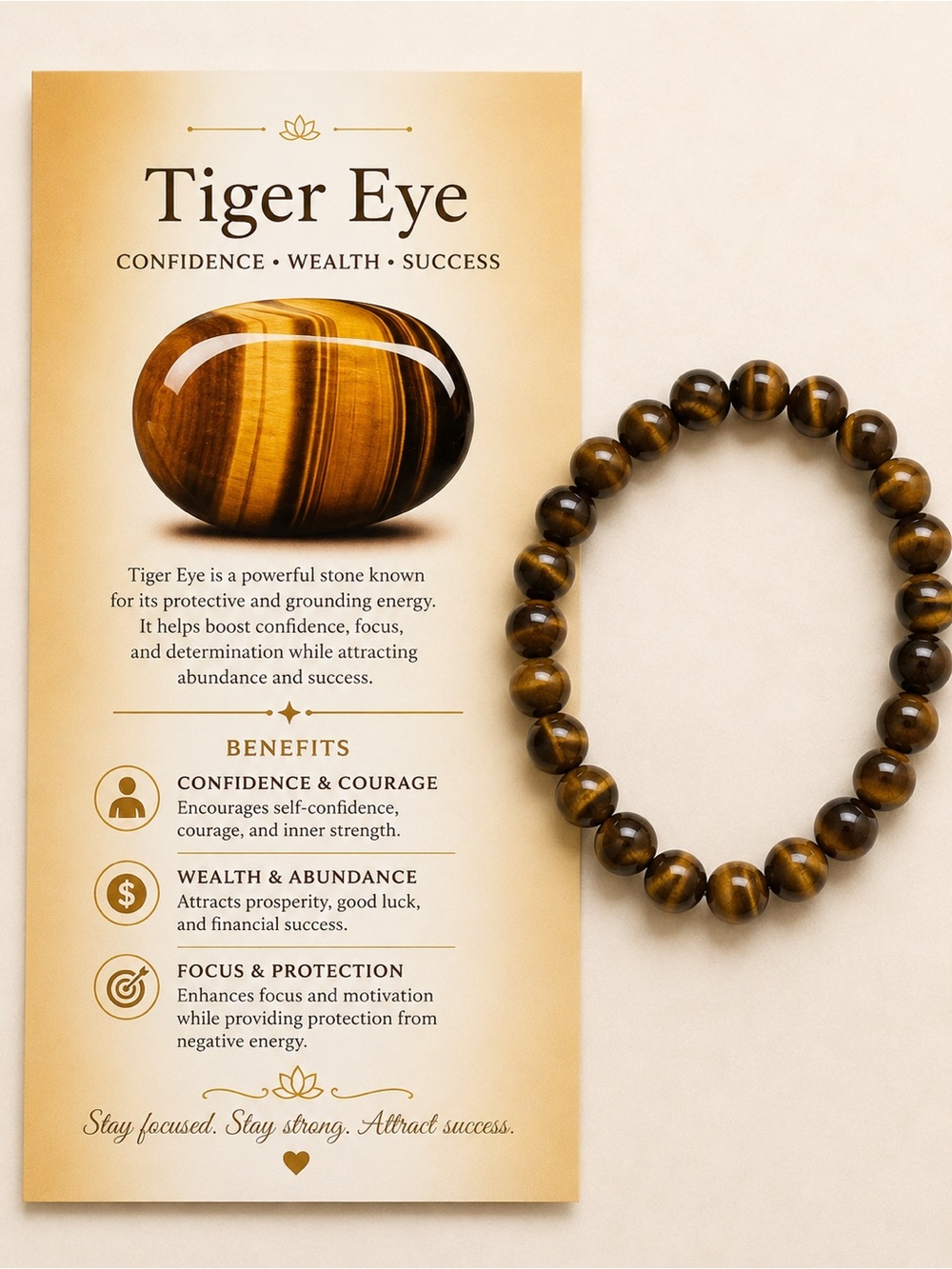 🧿🟤Tiger Eye Beaded Stretch Bracelet - 🟤🧿Brown